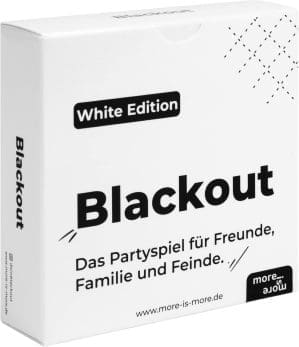 mehr ist mehr Blackout - White Edition | - das Partyspiel für Freunde, Familie und Feinde - Perfekt für jeden Spieleabend mit Freunden - Kartenspiel für JGA, WG Party, für Silvester oder als Geschenk