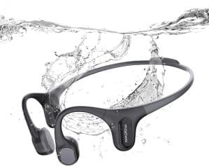 mojawa Run Plus Knochenleitungskopfhörer, IP68 wasserdicht für Schwimmen, Open Ear Bluetooth mit Mikrofon und 32GB MP3, für Laufen und Schwimmen, Schwarz