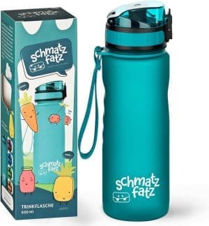 schmatzfatz Trinkflasche Kinder Auslaufsicher 0,5L, Sport Trinkflasche Schule zum Wandern & Fitnessstudio, Geschmacksneutrale Wasserflasche 500ml, Trinkflasche mit Fruchteinsatz, BPA-Frei