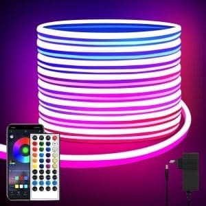 segrass 10m Neon Led Strip, APP Steuerung, mit Fernbedienung, IP65 wasserdichte flexible Neon LED Streifen, 24V Rgb LED Band Neon Seil Lampe, anwendbar auf Schlafzimmer, Raum und Außendekoration