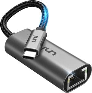 uni USB C auf Ethernet Adapter, USB C auf RJ45 Gigabit Ethernet LAN Netzwerkadapter, Kompatibel mit iPhone 15 Pro, iPad Pro/Air, MacBook Pro/MacBook Air, Galaxy S23, Surface Book, Dell XPS usw.