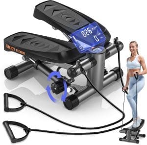 vannect 2 in 1 Mini Stepper für Zuhause mit Power Ropes, Up-Down Swing Stepper mit Smart-Display, Hometrainer Stepper für Anfänger & Fortgeschrittene, Bis zu 150 KG