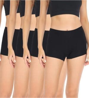 wirarpa Damen Boxershorts aus Baumwolle, Höschen, Unterhose, Radlerhose, Unterkleid, mit Schritt aus Baumwolle, 4 Stück