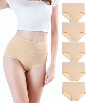 wirarpa Damen Unterhosen Baumwolle Unterwäsche Hohe Taille Slips Hoher Taillenslip für Frauen 5er Pack