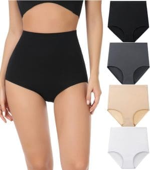 wirarpa Unterhosen Damen Baumwolle Unterwäsche Super Hohe Taille Frauen Slips 4er Pack