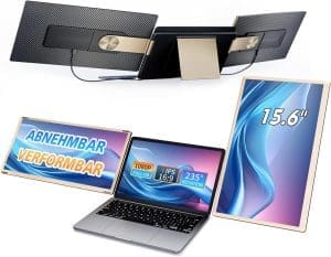 15,6 -Zoll -Laptop -Monitor -Erweiterung, 120% SRGB -Laptop -Bildschirm -Extender mit 235 ° Drehung, 1080p -Laptop -Bildschirmweiterung, Abnehmbar, formbar, Plug & Play, tragbarer Monitor für Mac Windows Chrome