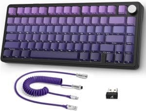 Ajazz X Attack Shark X85 Mechanische Tastatur, 75% drahtlose Gaming-Tastatur mit Taste, 5 -schichtige Polsterung, Seitendruck-PBT-Tastatur, BT5.1/2,4GHz/USB-C, Linearschalter von Hot-Swap, RGB, für PC, Mac, Mac
