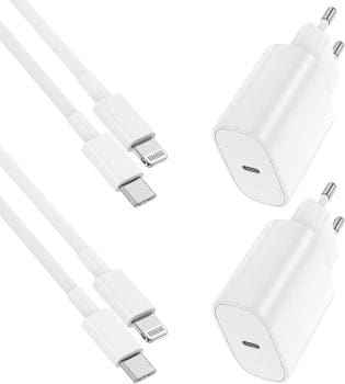 2 Pack Fast Ladegerät 2 m, 20 W USB -C -Ladegerät mit Ladekabel 2 m Original, Typ C Ladesteck