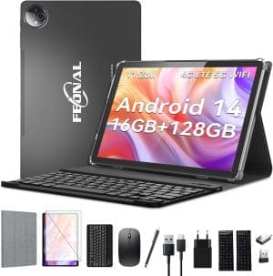 2025 Neueste Tablet 11 Zoll Android 14 Tabletten, Tablet mit Tastaturmaus, 5G WiFi Tablet PC mit 16 GB + 128 GB (1TBTF), 4G LTE-Tabletten mit 2 SIM 1 SD-Slot Octa-Core, 1080fhd, 13 + 8mp, 7000mah,