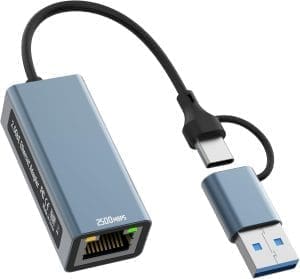 2,5 g USB-LAN-Adapter, 2-in-1-USB-C-Ethernet-Kabel-Netzwerk-Adapter 100/1000/2500Mbit/s LAN-Adapter für Switch, Steam Deck, XPS, TV-Box, iPad, MacBook, Smartphone, Tablet, Laptop usw.