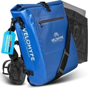 3-in-1-Fahrradbeutel für Pannier-Rack mit Rucksack wasserdicht 25 Li Pannier Rackbeutel reflektiert mit Helmnetz-Tränenresistenten Kohlenstoffhydroguard-Material