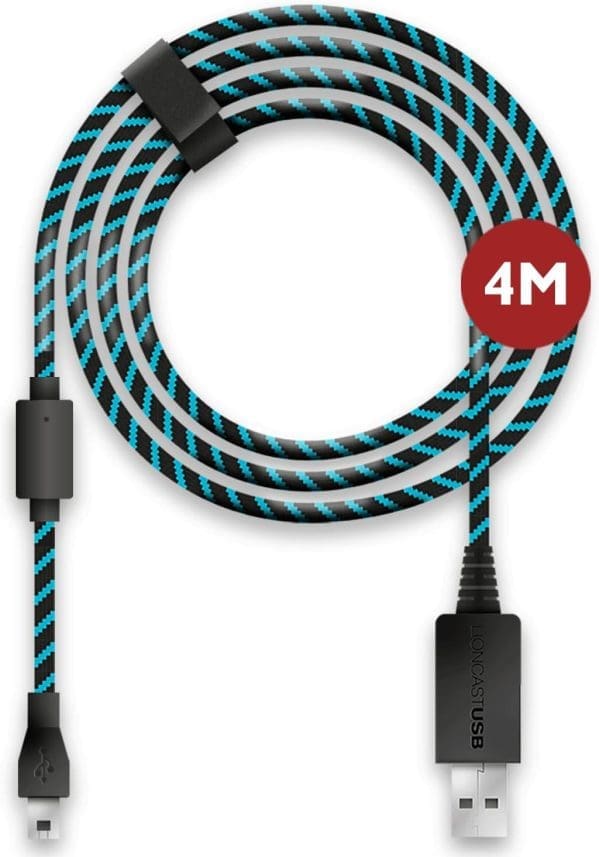 4-Meter-USB-Ladekabel für PS4-Controller und Xbox One X, Black/Blue Micro USB