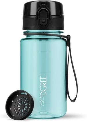 720 ° Dgree Crystalclear 'UberBottle', Kinderwasserflasche mit Sieb, BPA-freier, leckeres Sicht, für die Schule, Kindergarten, Mädchen und Jungen ab 3 Jahren, kleine Wasserflasche, leichtes, schockdes-350 ml
