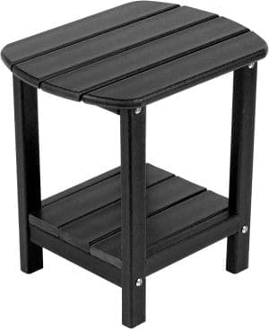 Adirondack Seitentisch 16,5 Zoll Außenkandentisch HDPE Plastik Doppel Adirondack kleiner Tisch für Terrasse (schwarz)