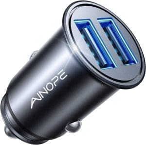 Ainope 24 W Auto Ladegerät 4.8 A (Mini -Metall) Zigarette leichter USB 12 V -Adapterauto, Auto -Ladegerät, Auto -Ladegerät, Automobilladegerät für iPhone 16 15 14 Pro Max plus Galaxy S25 S24