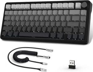 Ajazz X Attack Shark X85 Mechanische Tastatur, 75% drahtlose Gaming-Tastatur mit Taste, 5 -schichtige Polsterung, Seitendruck-PBT-Tastatur, BT5.1/2,4GHz/USB-C, Linearschalter von Hot-Swap, RGB, für PC, Mac, Mac