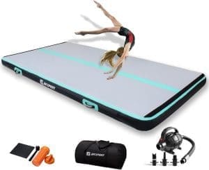 Aksport Air Matte, Track Tumbling Matte, 04.03.5/6 m, aufblasbare Gymnastikmatte, Fitnessmatte, Tumblingmatten, Höhe von 10/20 cm mit Luftpumpe, geeignet für Zuhause, Taumeln, Fitnessstudio, Training, Cheerleader