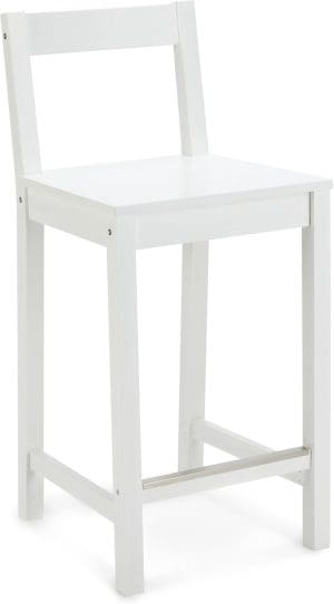 Amazon Basics Kitchenhocker Holzbarhohocker mit Rücken Ruhe Stuhl Easy Assembly Modern 1 Stück 88 cm groß Weiß
