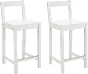 Amazon Basics Küchenhocker Holzbarhocker mit Rückenlehne Essstuhl Easy Assembly Moderne Set von 2 weiß 88 cm groß