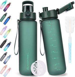 Aoprel Trinkflaske 1L, Trinkflasche Sport Tritan & BPA-Frei Wasserflasche MIT Filter und Bis