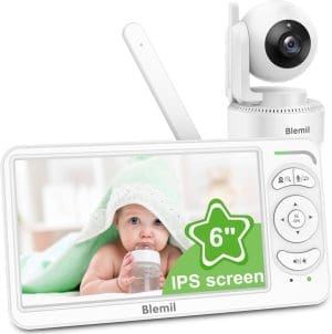 Blemil-Babyphone mit Kamera und Audio, 6-Zoll-IPS-Bildschirm, Babykamera-Monitor, kein WLAN, 30-Stunden-Akku, Öko, Nachtsicht, 2-Wege-Talk, Reisevideo-Babypo-Monitor, tragbar