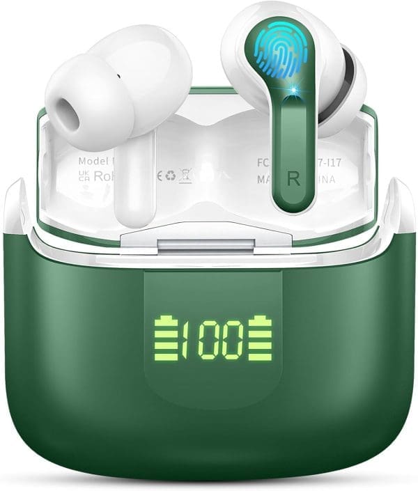 Bluetooth-Kopfhörer, drahtlose Bluetooth 5,3, 48 Stunden Deep Bass, Hi-Fi-Stereo-WLAN-Ohrhörer, 4 ENC-Geräusch-Stornierungsmikrofon, 3,8 g Leichtes In-Ear