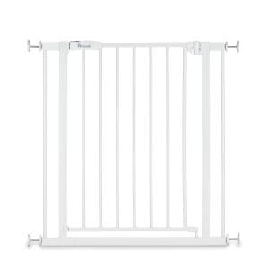 Hauck Street Safety Gate, Türsicherheitstor, Open n Stop 2, für Breiten 75-80 cm, keine Bohrungen, einhändige Öffnung auf beiden Seiten, manueller Schließmechanismus, Metall (weiß)