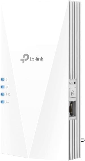 TP-Link RE700X WiFI 6 WLAN-Verstärker Repeater AX3000, Dual Band 2402Mbit / s 5 GHz + 574Mbit / s 2,4 GHz, MU-MIMO, Gigabit-Port, empfohlen mit WiFi 6 Router, ideal für Wohnungen