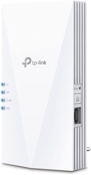 TP-Link RE780X WiFi 6 WLAN Amplifier Repeater AX3000 (Dual Band 2402 MBit/s 5GHz + 574 MBit/s 2.4 GHz, MU-MIMO, Gigabit Port, Compatible with All WLAN Routers)