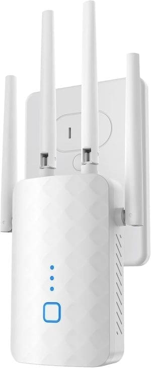WLAN -Verstärker, WLAN Repeater 1200Mbit/s, Dual -Band 5GHz 2,4 GHz WiFi -Verstärker mit LAN -Ethernet -Verbindung, WPS, kompatibel mit allen Standard -WiFi -Routern, deckt bis zu 200 ° und 30 Geräte ab