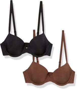 Amazon Essentials Damen Halbschalen Mikrofaser-BH Mit Verstellbaren Trägern-Ausluffarben, 2er-Pack