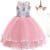 URAQT Mädchen Prinzessin Kleid, Mädchen Einhorn Cosplay Karneval Verkleidung Party Hochzeit Prinzessin Kleid mit Halskette und Stirnband, 120CM, Rosa